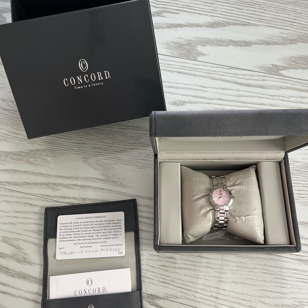 Concord Women's Watch with Pink Dial and Silver Band